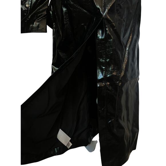 Good American Faux Leather Trench Coat in Black NWT - Picture 7 of 11